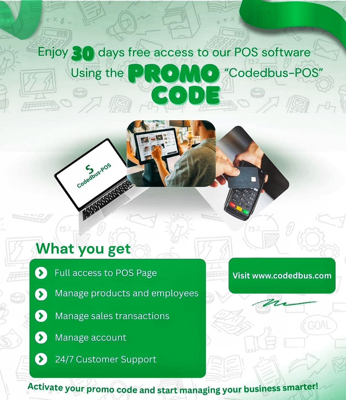 Promotion Code for Codedbus-POS Software.